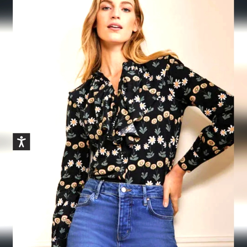 Boden Floral ruffled blouse